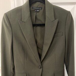 Theory Blazer in Olive Green